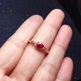 Silver Inlaid Red Gemstone Adjustable Ring for Women