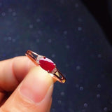 Silver Inlaid Red Gemstone Adjustable Ring for Women