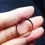 Silver Inlaid Red Gemstone Adjustable Ring for Women