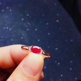 Silver Inlaid Red Gemstone Adjustable Ring for Women