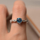 Red Topaz Diamond Ring 925 Silver Women's Jewelry
