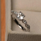 Red Topaz Diamond Ring 925 Silver Women's Jewelry