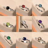 Red Topaz Diamond Ring 925 Silver Women's Jewelry