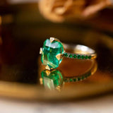 Green Gemstone Rings for Women - Vintage Jungle Charm Wedding Jewelry