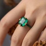 Green Gemstone Rings for Women - Vintage Jungle Charm Wedding Jewelry