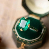 Green Gemstone Rings for Women - Vintage Jungle Charm Wedding Jewelry