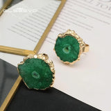 GLSEEVO Green Stone Adjustable Rings Romantic Jewelry Wedding Accessories