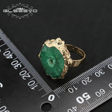 GLSEEVO Green Stone Adjustable Rings Romantic Jewelry Wedding Accessories