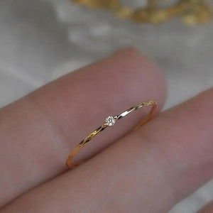 Silver Inlaid Diamond Ripple Ring for Women