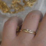 Silver Inlaid Diamond Ripple Ring for Women