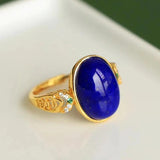 Handcrafted Lapis Lazuli Oval Ring for Women
