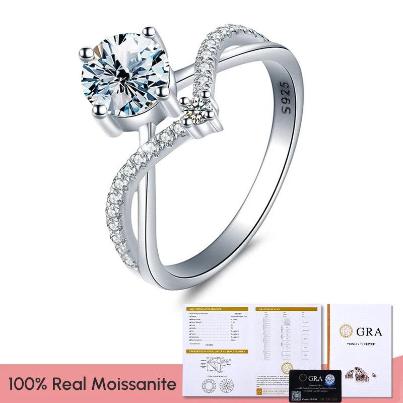 0.5CT D Moissanite Diamond Princess Crown Ring in 925 Sterling Silver