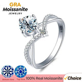 0.5CT D Moissanite Diamond Princess Crown Ring in 925 Sterling Silver