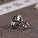 Baroque Ethnic Style Vintage Silver Inlaid Gemstone Ring