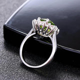 925 Silver Ring with Peridot Stones Wedding Engagement Rings for Women