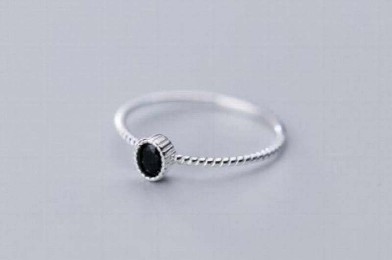 925 Silver Oval Agate Pink Quartz Stone Finger's Ring Women's