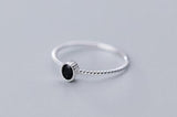 925 Silver Oval Agate Pink Quartz Stone Finger's Ring Women's