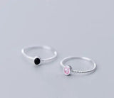 925 Silver Oval Agate Pink Quartz Stone Finger's Ring Women's