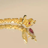 Vintage Sweet Silver Crystal Clasp Soft Chain Snake Ring