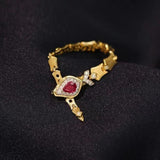 Vintage Sweet Silver Crystal Clasp Soft Chain Snake Ring