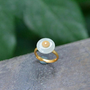 Ancient Hetian Jade Adjustable Ring Chinese Women's Jewelry