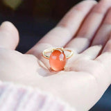 Vintage Red Chalcedony Engagement Ring
