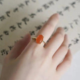 Vintage Red Chalcedony Engagement Ring