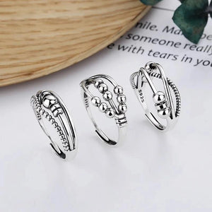 925 Silver Three Layers Bead Ring for Women - Versatile Jewelry