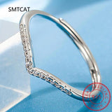 V-Shape Moissanite & Lab Diamond Ring 925 Sterling Silver