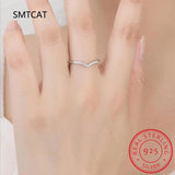 V-Shape Moissanite & Lab Diamond Ring 925 Sterling Silver