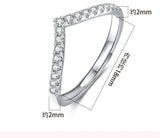 V-Shape Moissanite & Lab Diamond Ring 925 Sterling Silver