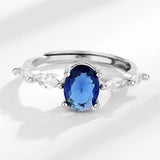 925 Silver Ring with Sapphire Zircon for Women Wedding Gift