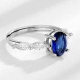 925 Silver Ring with Sapphire Zircon for Women Wedding Gift