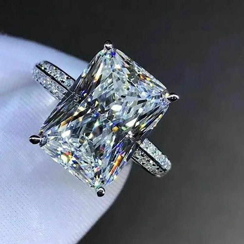Big Square Crystal Stone Women Dazzling Wedding Bridal Rings Heart Arrow
