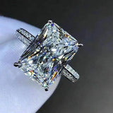 Big Square Crystal Stone Women Dazzling Wedding Bridal Rings Heart Arrow