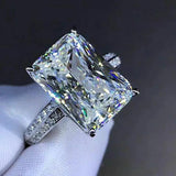 Big Square Crystal Stone Women Dazzling Wedding Bridal Rings Heart Arrow