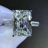 Big Square Crystal Stone Women Dazzling Wedding Bridal Rings Heart Arrow