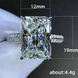 Big Square Crystal Stone Women Dazzling Wedding Bridal Rings Heart Arrow