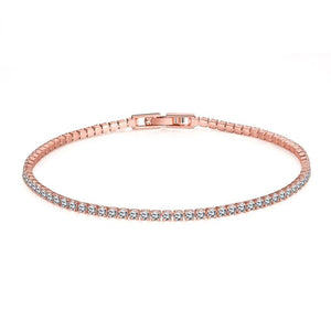 925 Silver Tennis Bracelet 2mm Zirconia Anniversary Gift Bangle