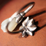 Hetian Magnolia Flower Adjustable Ring Bohemian Silver Jewel