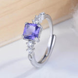 925 Silver Zircon Gemstone Open Finger Rings Women Wedding Bridal Gift