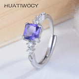 925 Silver Zircon Gemstone Open Finger Rings Women Wedding Bridal Gift