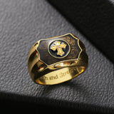18k Yellow Agate Cross Men's Ring