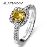 Silver 925 Ring with Citrine Zircon Gemstone for Wedding Party