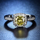 Silver 925 Ring with Citrine Zircon Gemstone for Wedding Party