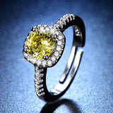 Silver 925 Ring with Citrine Zircon Gemstone for Wedding Party