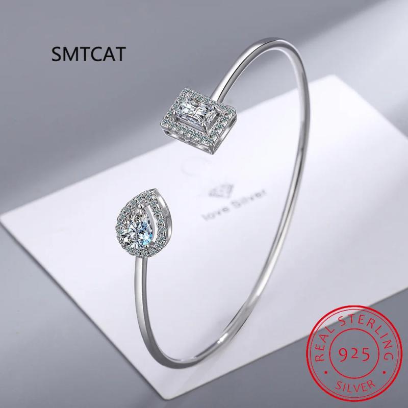 Radiant Cut Moissanite Diamond Water Drop Bangle 925 Sterling Silver