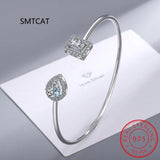 Radiant Cut Moissanite Diamond Water Drop Bangle 925 Sterling Silver
