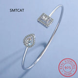 Radiant Cut Moissanite Diamond Water Drop Bangle 925 Sterling Silver