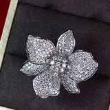 Flower Shape Gemstone Ring in S925 Sterling Silver